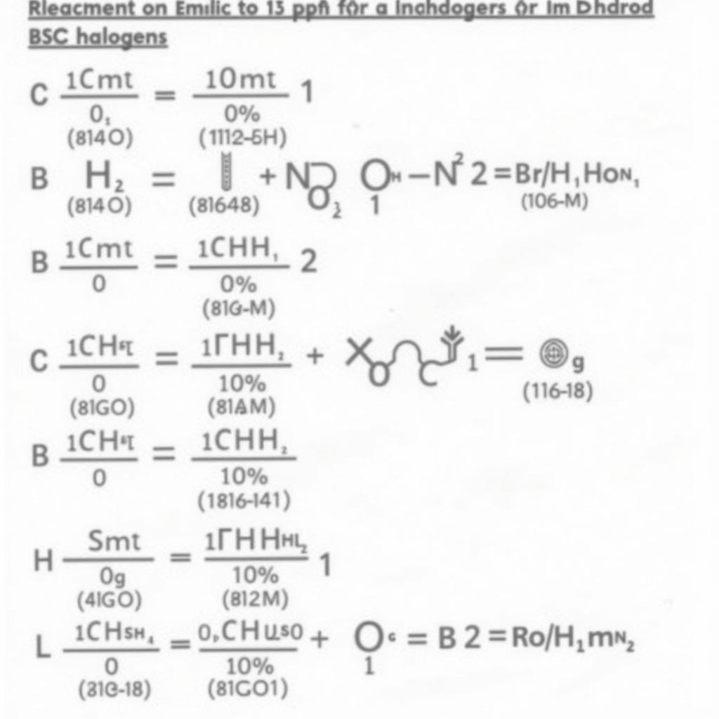 Phương trình phản ứng Halogen