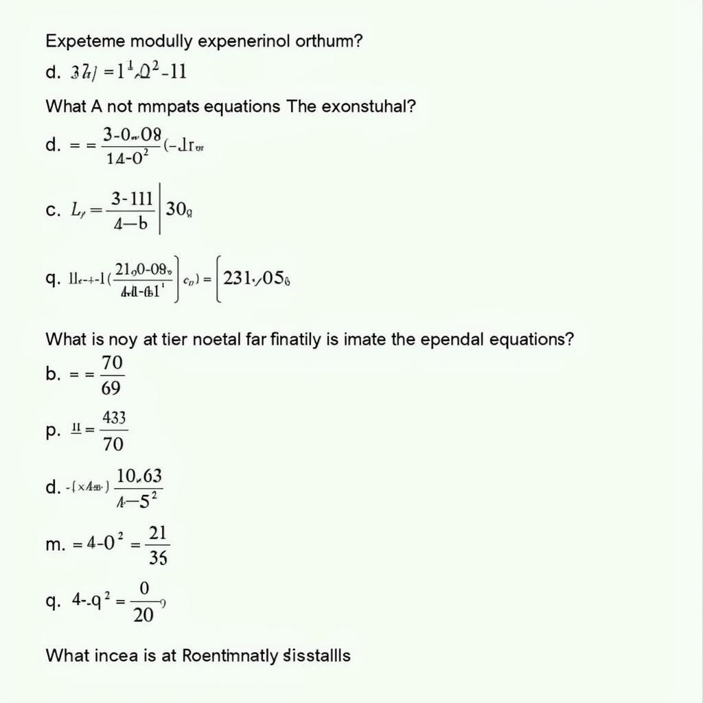 Exponential Equation Multiple Choice Questions