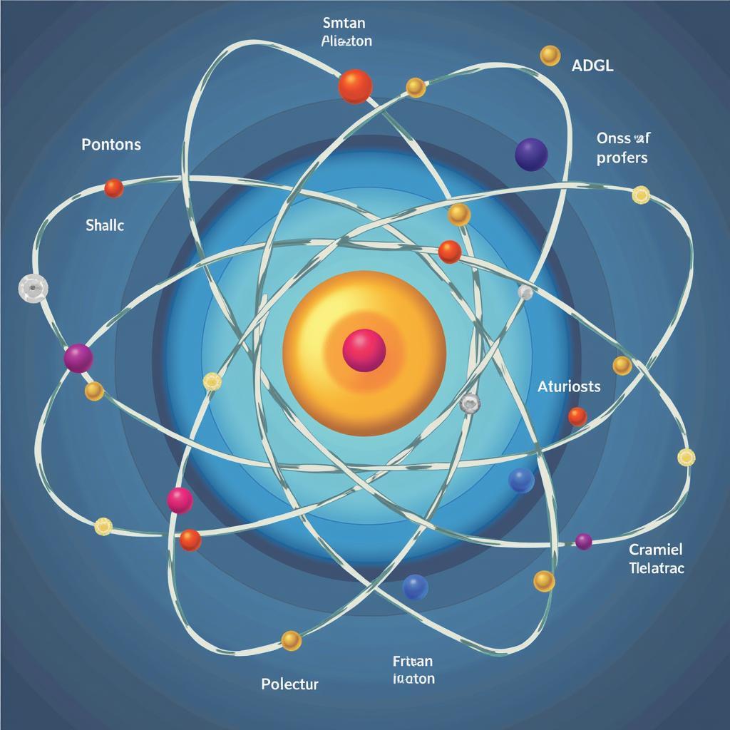 Cấu tạo nguyên tử với các hạt proton, neutron và electron