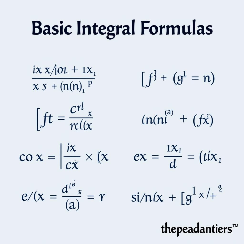 Hình ảnh minh họa các công thức nguyên hàm cơ bản