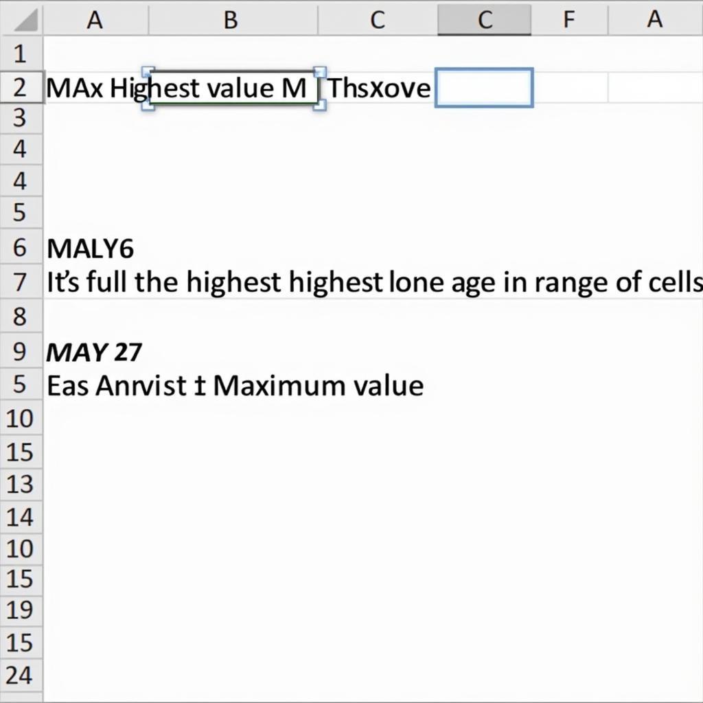 Sử dụng hàm MAX trong Excel để tìm giá trị lớn nhất