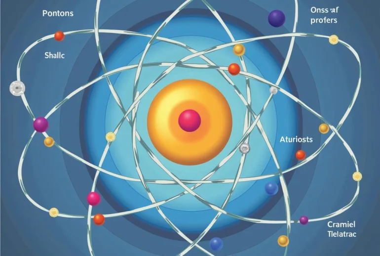 Cấu tạo nguyên tử với các hạt proton, neutron và electron