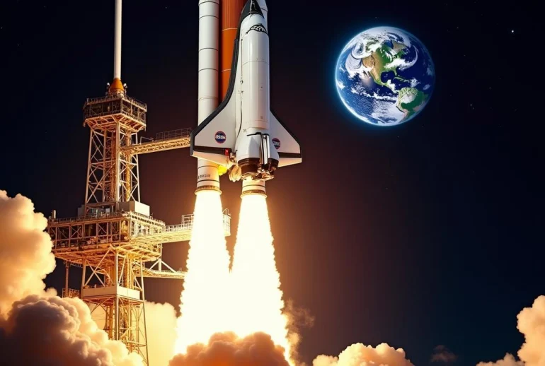 The Shuttle Era Comes to an End: A Space Shuttle Ascending into Orbit